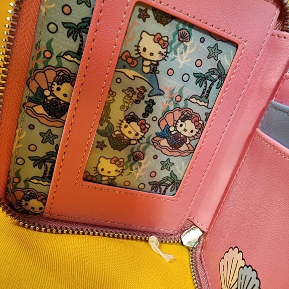 Loungefly Sanrio Hello Kitty Mermaid Metallic Iridescent Blue Zip Wallet NEW - Picture 12 of 13